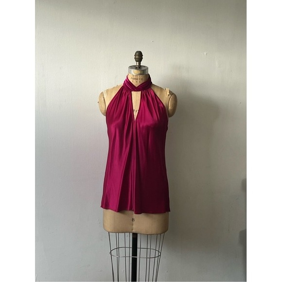 Elie Tahari Tops - Elie Tahari Twisted Halter Silk top in Fuchsia Pink